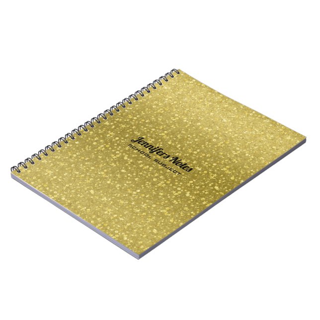 Gold Retro Glitter And Sparkles Spiral Notebook (Left Side)