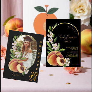 Gold Retro Inspired Photo Graduation Party Invitation