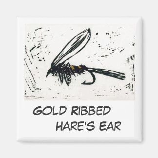 "Gold Ribbed Hare's Ear" Fly Fishing Art Magnet
