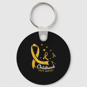 Gold ribbon childhood cancer awareness girls kids key ring