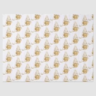 Gold Ribbon Christmas Tree Present Tissue Paper