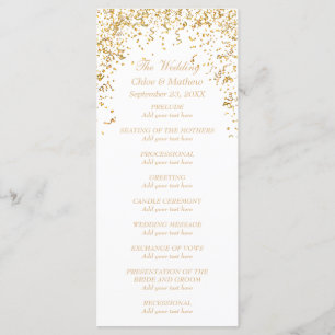 Gold Ribbon Confetti Wedding Program Programme
