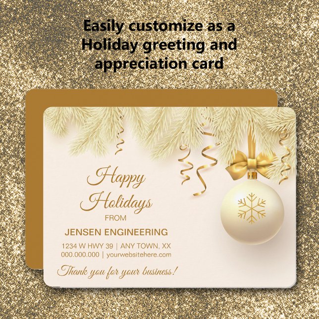 Gold Ribbon Corporate Thank You Holiday Card (Creator Uploaded)