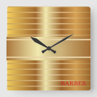 Gold ribbon design square wall clock
