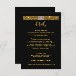 Gold Ribbon Diamond Brooch Wedding Enclosure Card