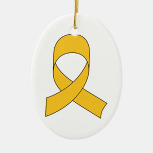 Gold Ribbon Drawing Ceramic Tree Decoration
