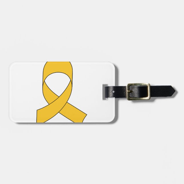 Gold Ribbon Drawing Luggage Tag (Front Horizontal)