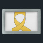 Gold Ribbon Drawing Rectangular Belt Buckle<br><div class="desc">A simple drawing of a gold ribbon. Symbol of awareness. A design for a cause.</div>