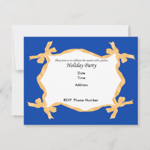 Gold Ribbon Holiday Party Invitation Card
