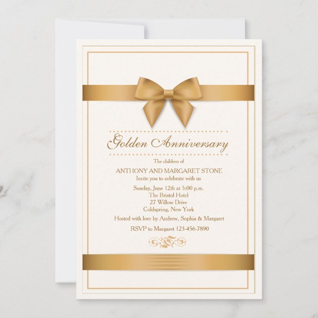 Gold Ribbon Invitation (Front)