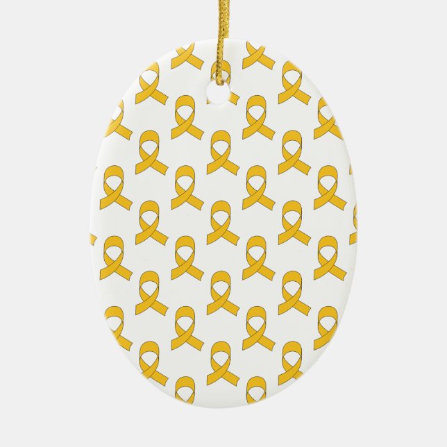 Gold Ribbon Pattern Ceramic Tree Decoration (Front)