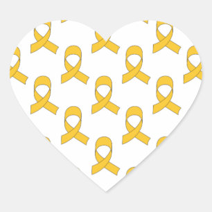 Gold Ribbon Pattern Heart Sticker