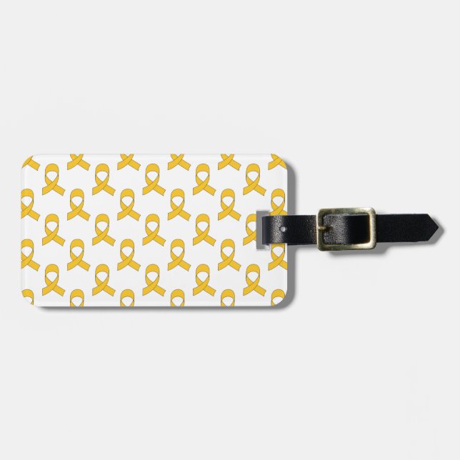 Gold Ribbon Pattern Luggage Tag (Front Horizontal)