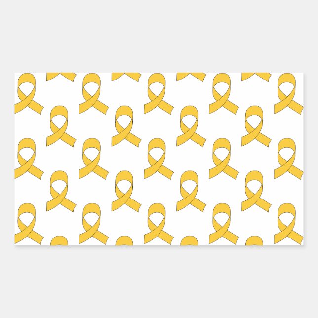 Gold Ribbon Pattern Rectangular Sticker (Front)