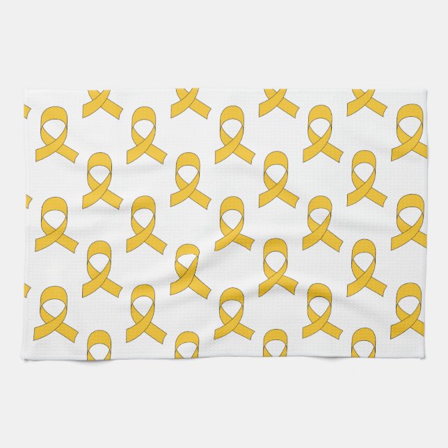 Gold Ribbon Pattern Tea Towel (Horizontal)