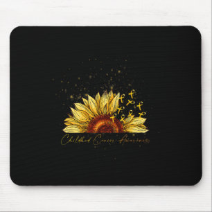 Gold Ribbon Sunflower Childhood Cancer Awareness M Mouse Pad