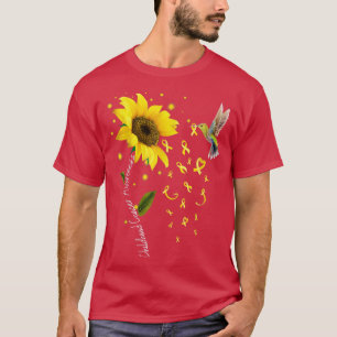 Gold Ribbon Sunflower Hummingbird Childhood Cancer T-Shirt