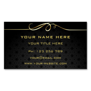 Gold Ribbon Text Black Business Card Magnet