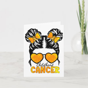 Gold Ribbon Tie Dye Messy Bun Childhood Cancer Awa Card