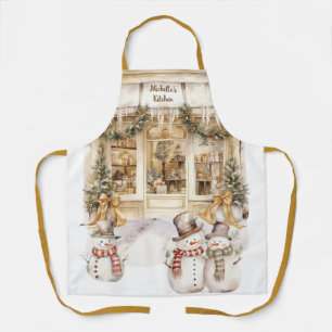 Gold Ribbon Winter Bakery Apron