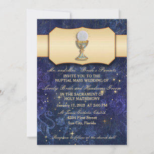Gold Ribbon With Holy Eucharist Chalice Invitation