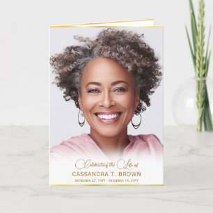 Gold Rim Photo Funeral Order of Service Folded Programme