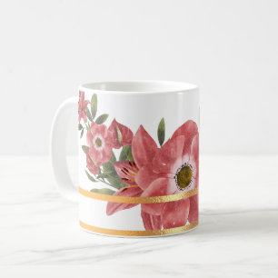 Gold Rimmed Floral Coffee Mug