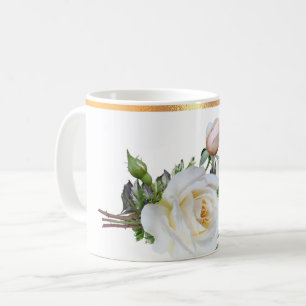 Gold Rimmed Floral Coffee Mug
