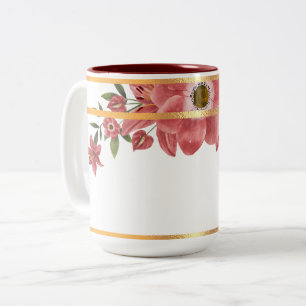 Gold Rimmed Floral  Two-Tone Coffee Mug