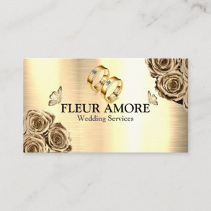 Gold Ring Planning Design Styling Wedding Services Business Card