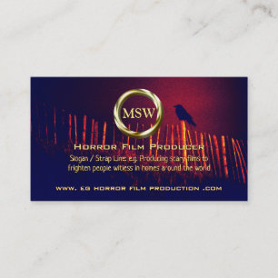 Gold Ring, Raven on Fence, Horror Film Producer Business Card