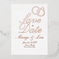 Gold Ring Save the Date Pressed Foil Invitation