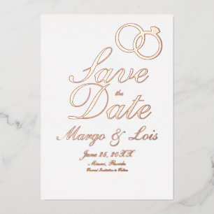 Gold Ring Save the Date Pressed Foil Invitation