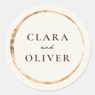 Gold Ring Tuscany Vineyard Wedding Envelope  Classic Round Sticker