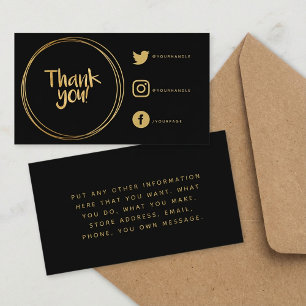 Gold rings thank you Social Links appreciation Enclosure Card
