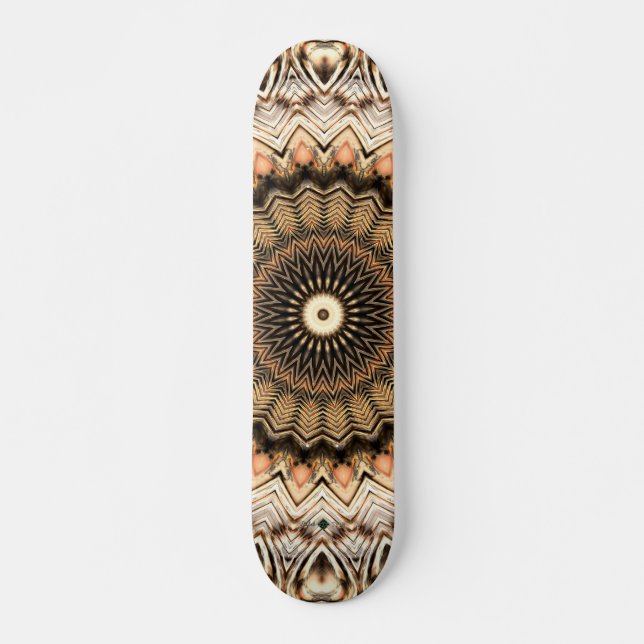 Gold Ripples Mandala 2 Skateboard (Front)