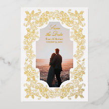 Gold Rococo Photo Save the Date