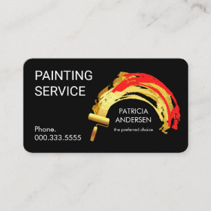 Gold Roller Brush Paint Splatter  Business Card