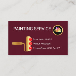 Gold Roller Brush Painting Button Icons Business Card