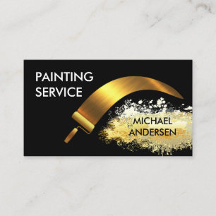 Gold Roller Brush Painting Splatter Business Card