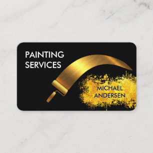 Gold Roller Brush Painting Splatter Business Card