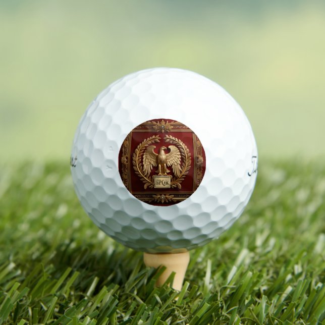 Gold Roman Imperial Eagle over Red No.4 Golf Balls (Insitu Tee)