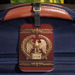 Gold Roman Imperial Eagle over Red No.4 Luggage Tag