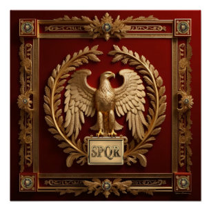 Gold Roman Imperial Eagle over Red No.4 Poster