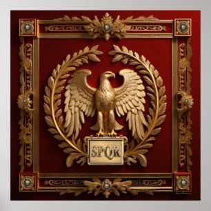 Gold Roman Imperial Eagle over Red No.4 Poster