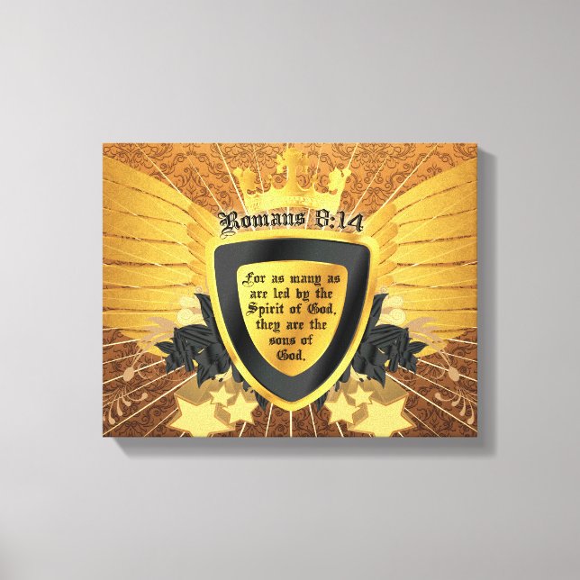 Gold Romans 8:14, Sons of God Canvas Print (Front)