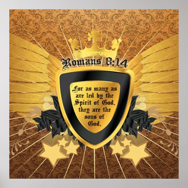 Gold Romans 8:14, Sons of God Poster (Front)