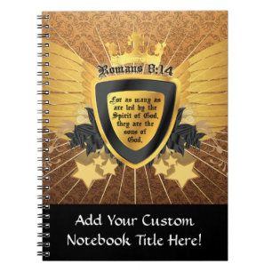 Gold Romans 8:14, Sons of God Spiral Notebook