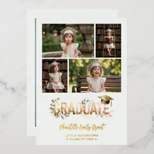 Gold Romantic Botanical Pre-K Graduation 5-Photo
