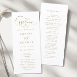 Gold Romantic Calligraphy Wedding Ceremony Programme<br><div class="desc">This gold and white wedding ceremony program features elegant,  romantic swirly calligraphy lettering with a formal script. For more advanced customisation of this design,  please click the BLUE DESIGN TOOL BUTTON above!</div>